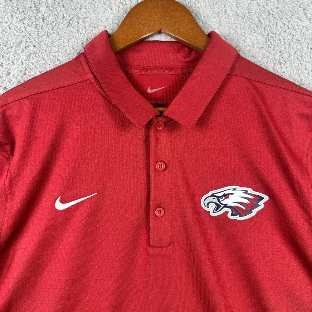 Nike Dri-FIT‎ Eagle Mascot Polo Shirt Mens Large Red Short Sleeve NEW